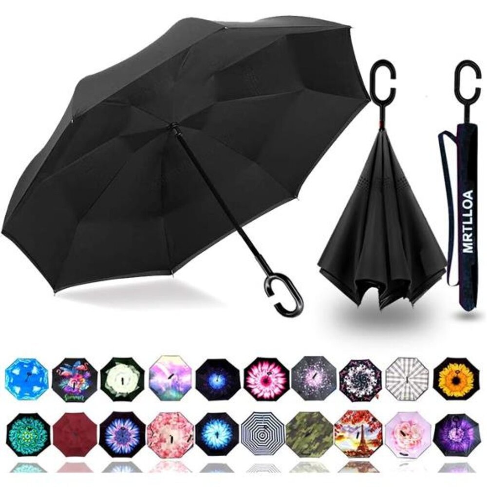 40/49/56 Inch Oversize Windproof Inverted Reverse Upside Down Umbrella